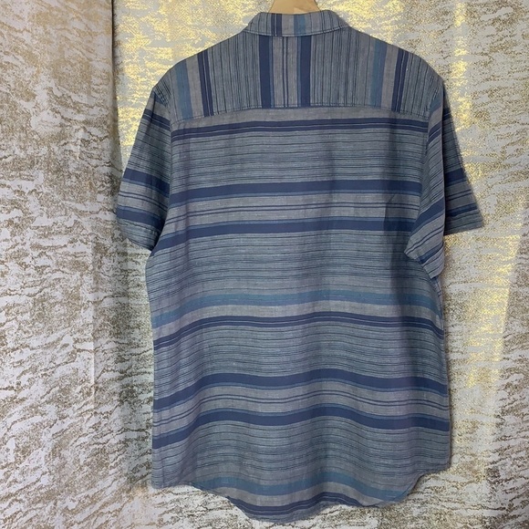 Perry Ellis blue striped short sleeve men’s shirt size L - Picture 5 of 11